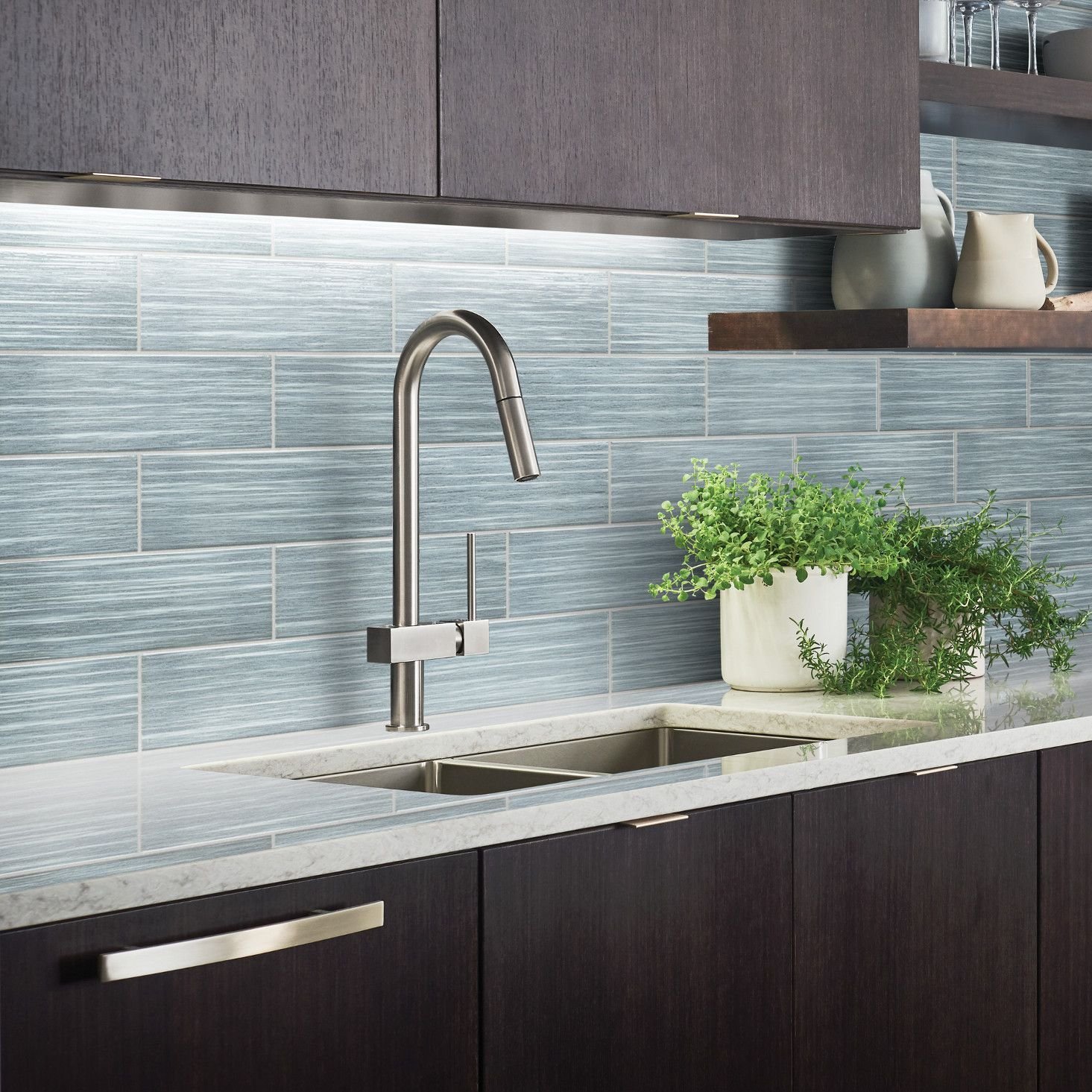 gray and brown kitchen furniture and wall tile from Anderson Flooring Centre, Inc. in Winnipeg, MB